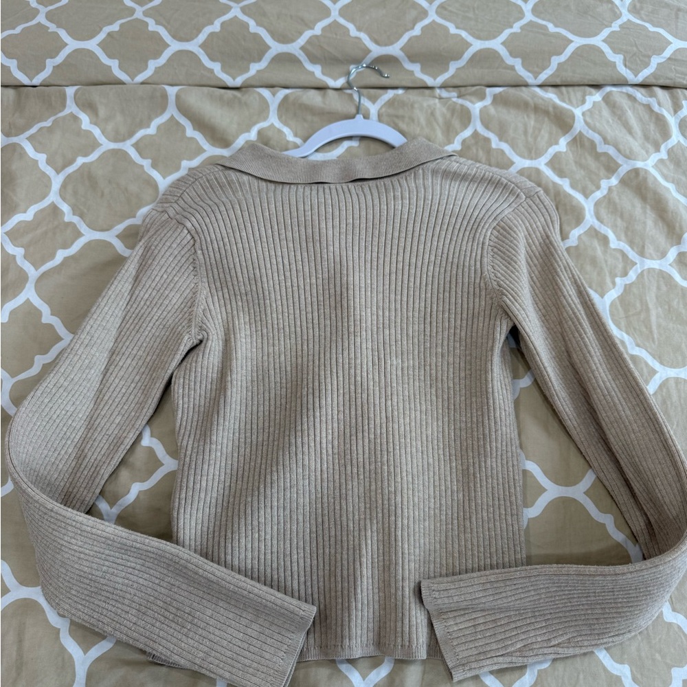 Bagatelle Beige Ribbed Cardigan - Picture 5 of 5